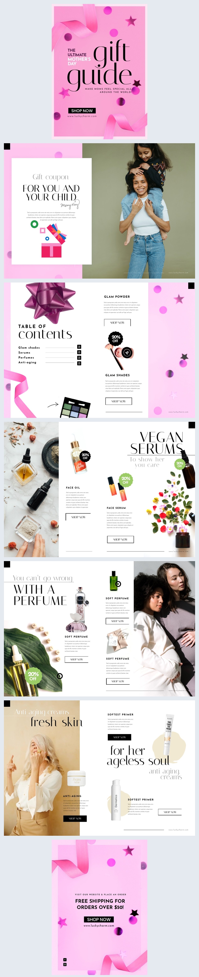Exemplo de Design de Guia de Presente do Dia das Mães Interativo