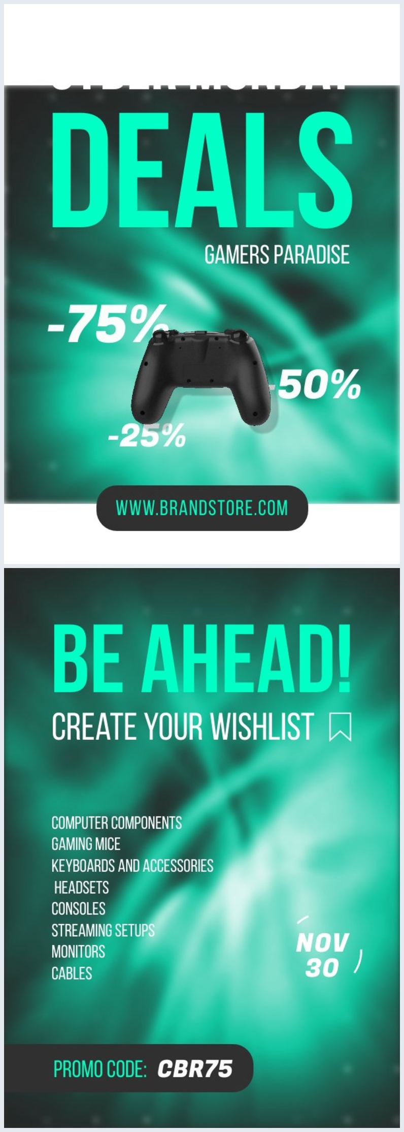 Esempio di volantino delle offerte del cyber monday