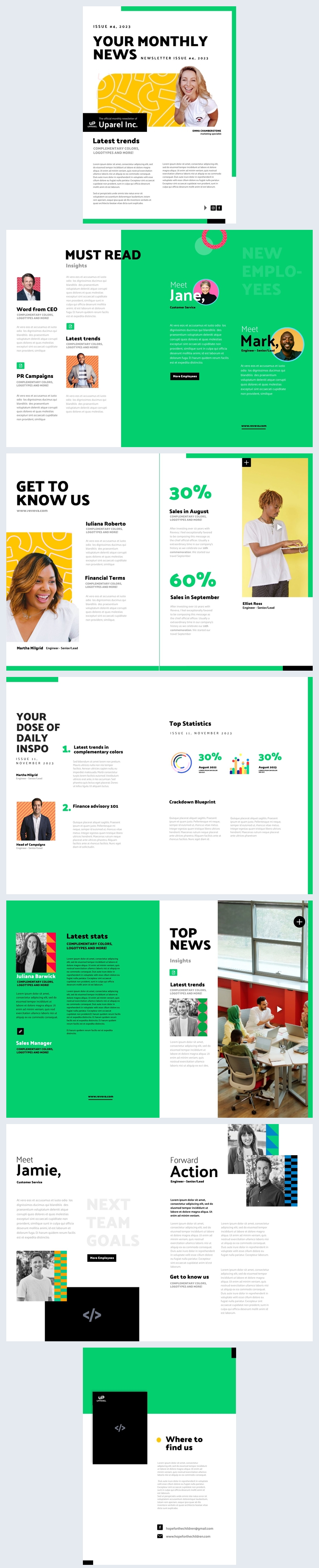 Exemplo de Design de Newsletter de Negócios para Funcionários Interativa