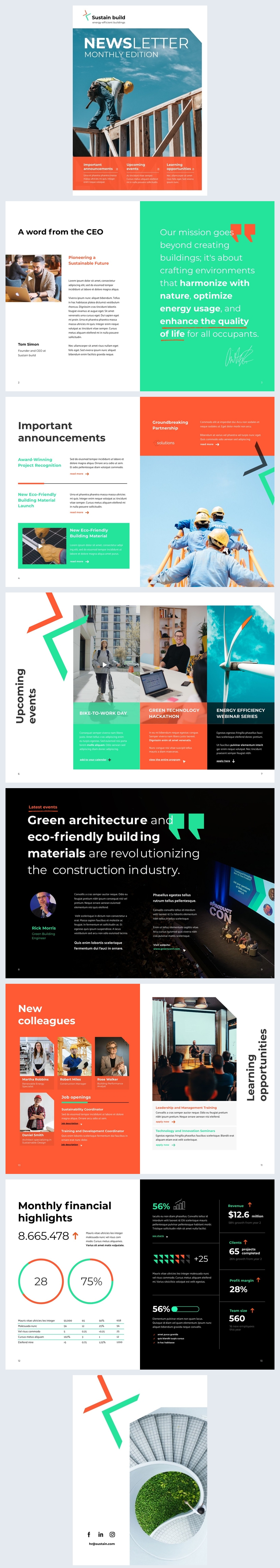 Ejemplo de diseño para boletín empresarial sustentable