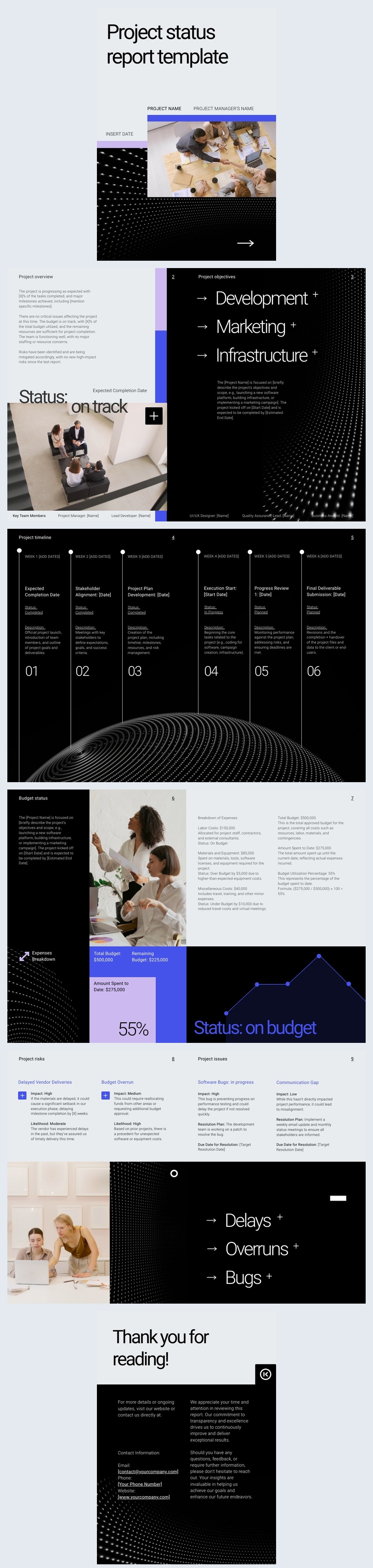 Ejemplo de diseño para informe de estado del proyecto