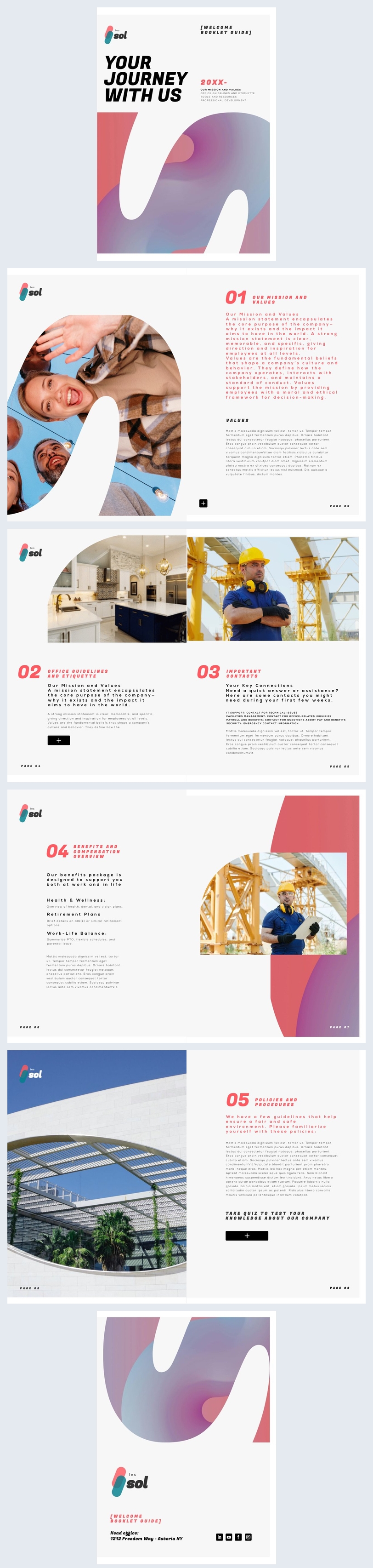 Esempio di grafica per opuscolo di benvenuto