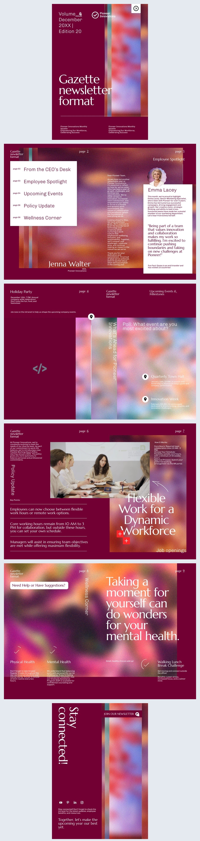 Gazette Newsletter Format Template Design Example