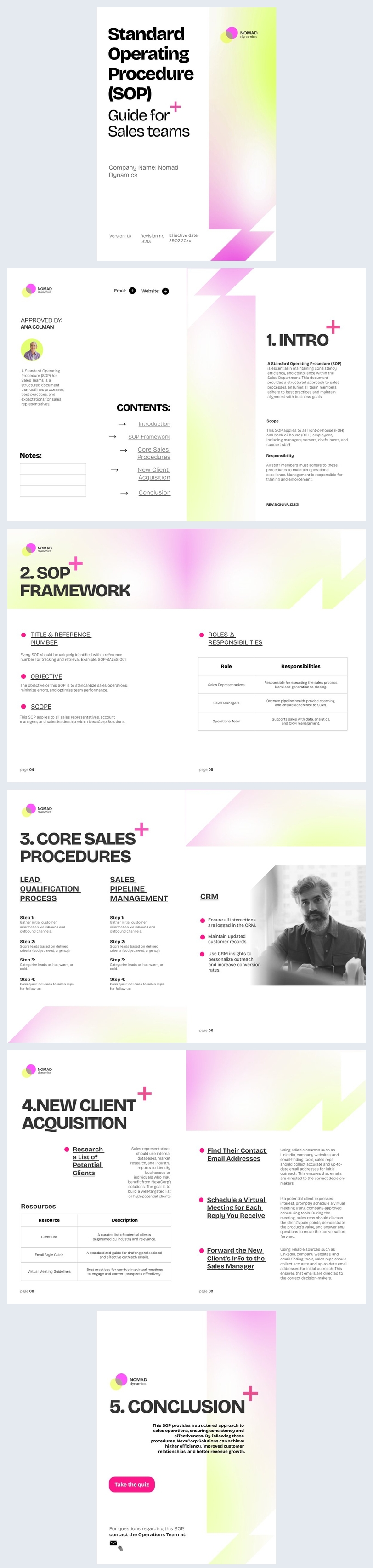 Standard operating procedure sales guide