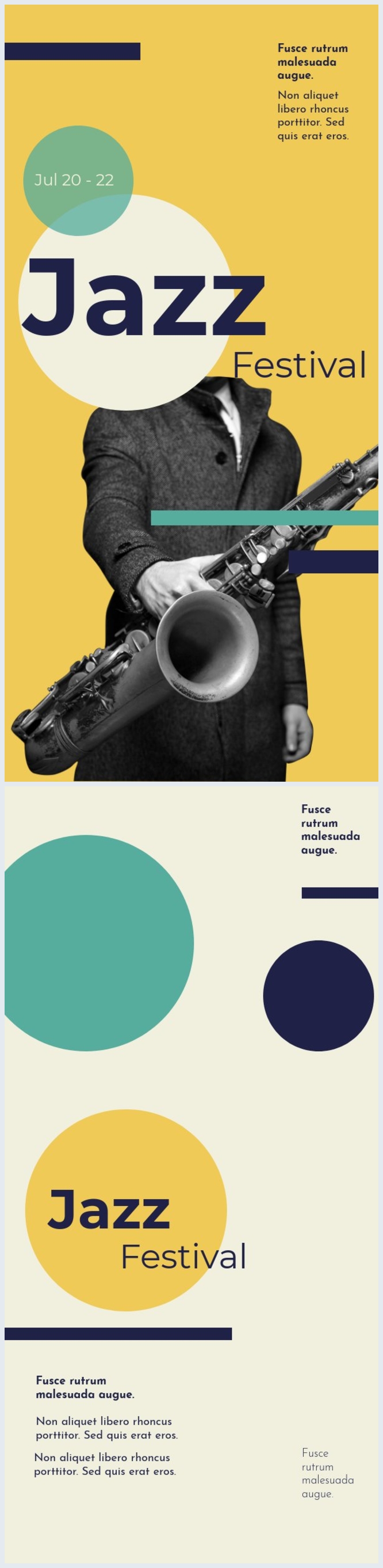 Mise en page de modèle de flyer de festival de jazz