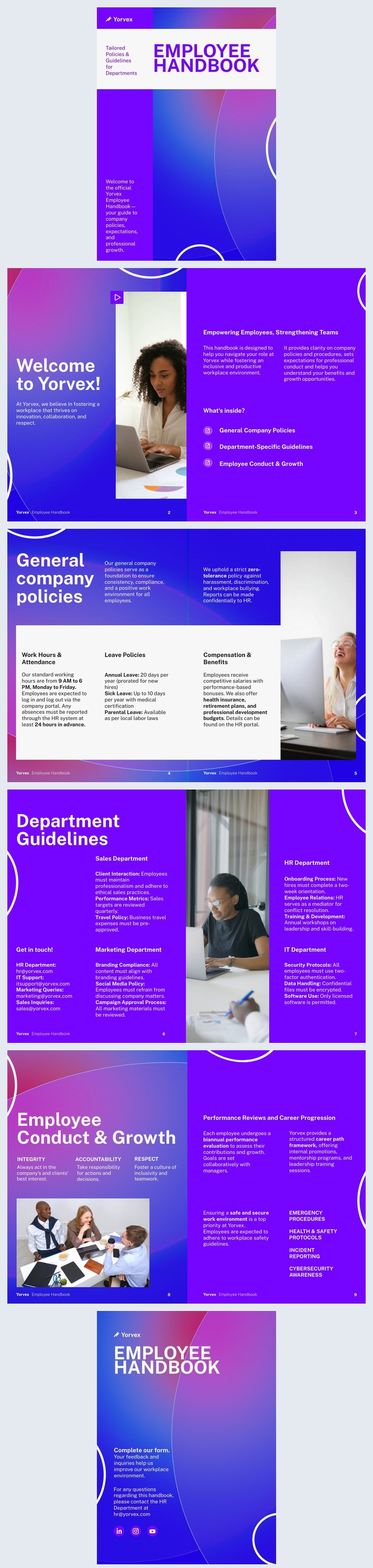 Idea de diseño de plantilla de guía del manual del empleado