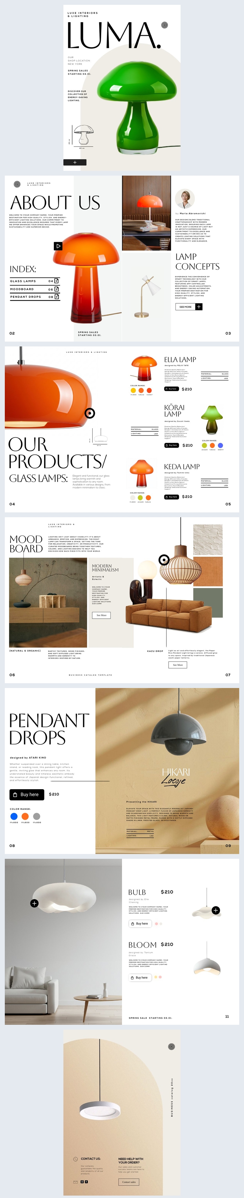 Design del catalogo di illuminazione