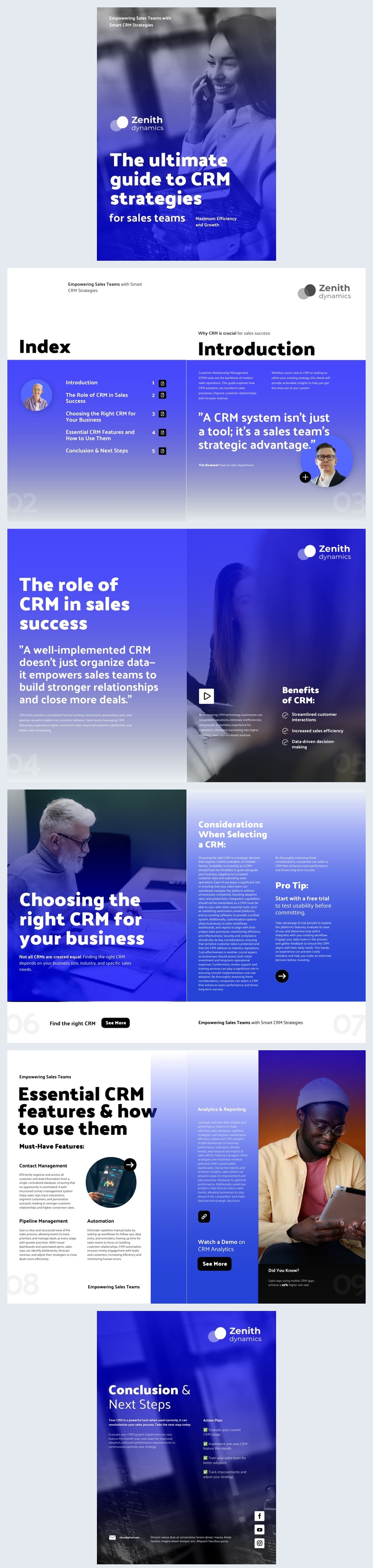 Ideia de design para modelo de eBook CRM interativo