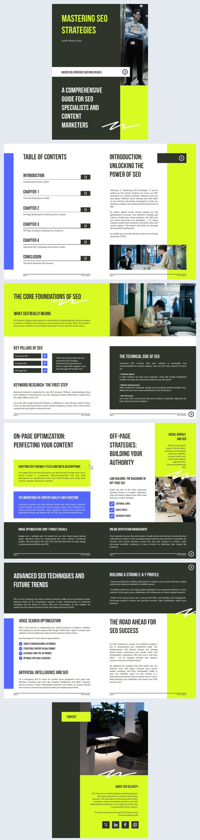 Ejemplo de plantilla de ebook sobre estrategias SEO