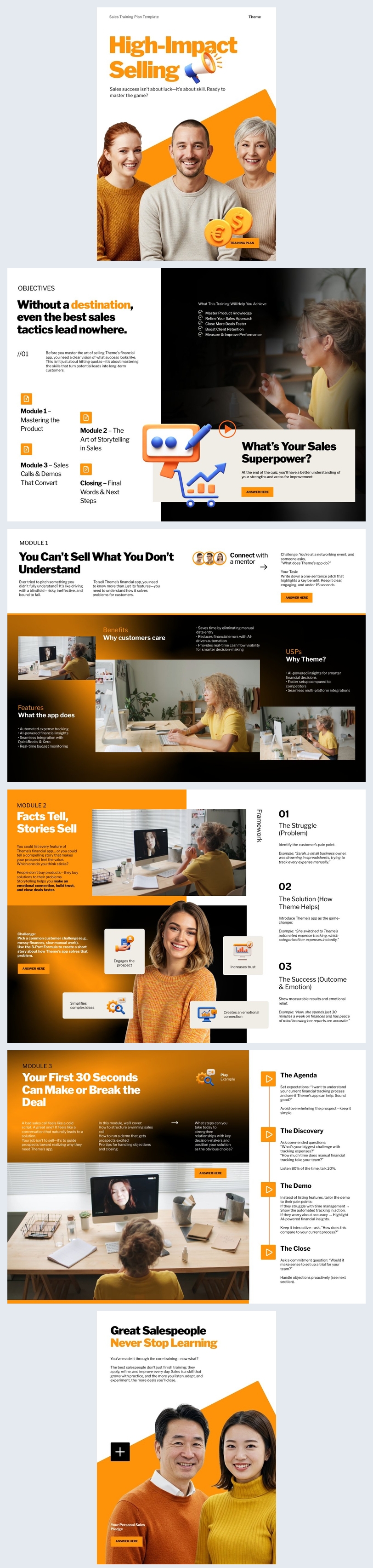 Plantilla interactiva de plan de formación en ventas
