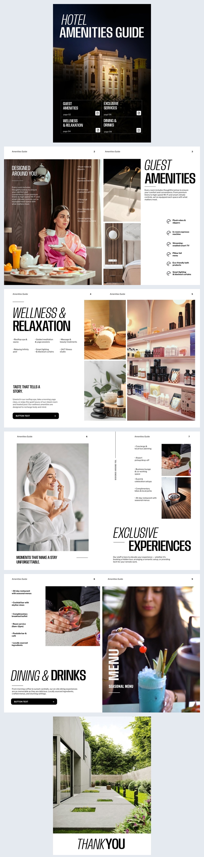 Modello di progettazione della guida ai servizi dell'hotel