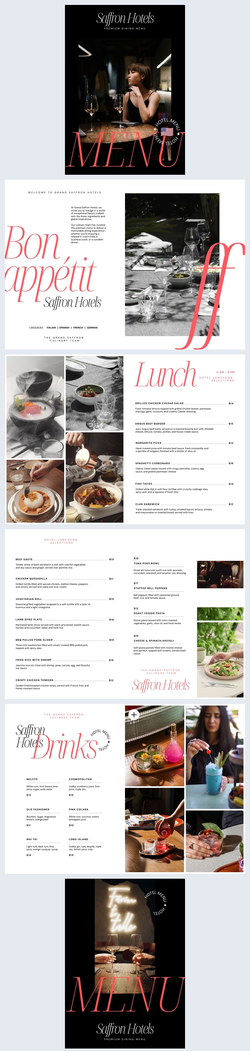 Hotel Menu Template Design