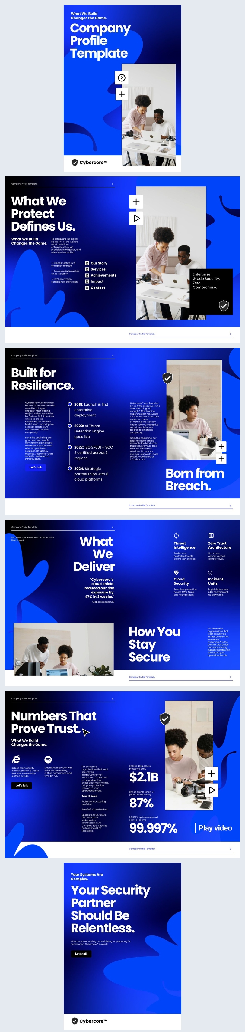 Bearbeitbare Vorlage für das Profil eines Sicherheitsunternehmens