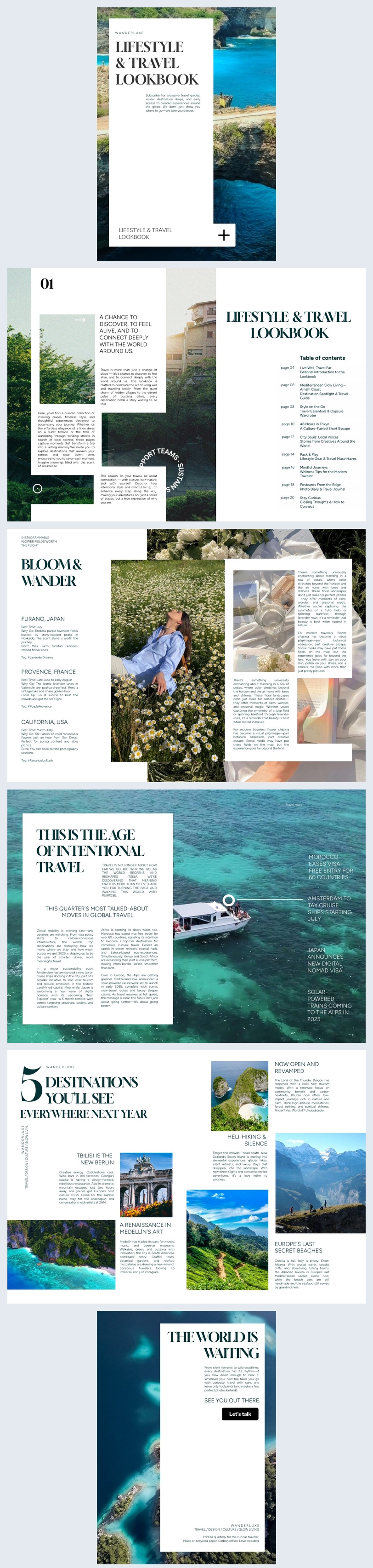 Idée de lookbook lifestyle et voyage