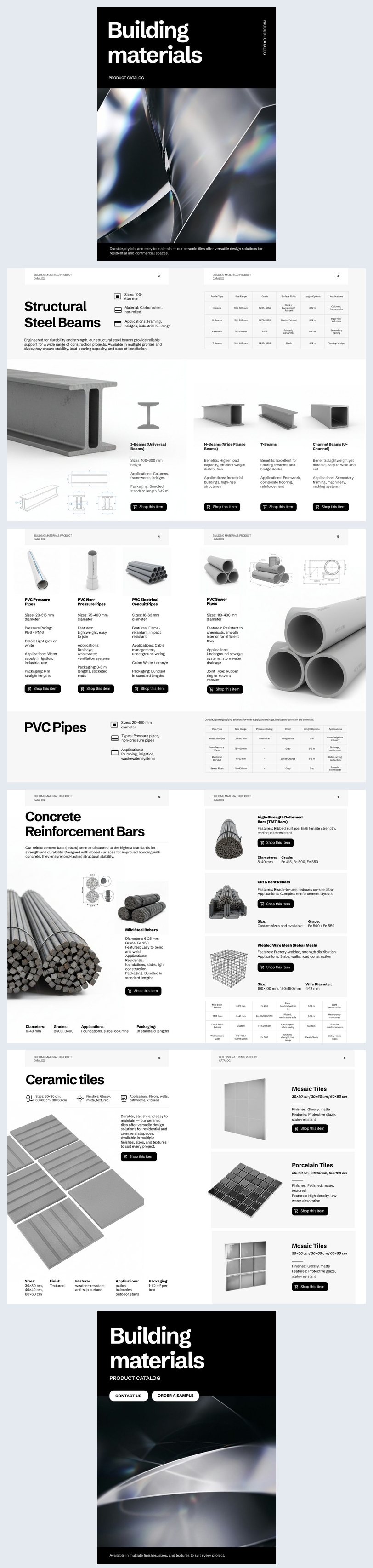Progettazione del catalogo dei materiali da costruzione