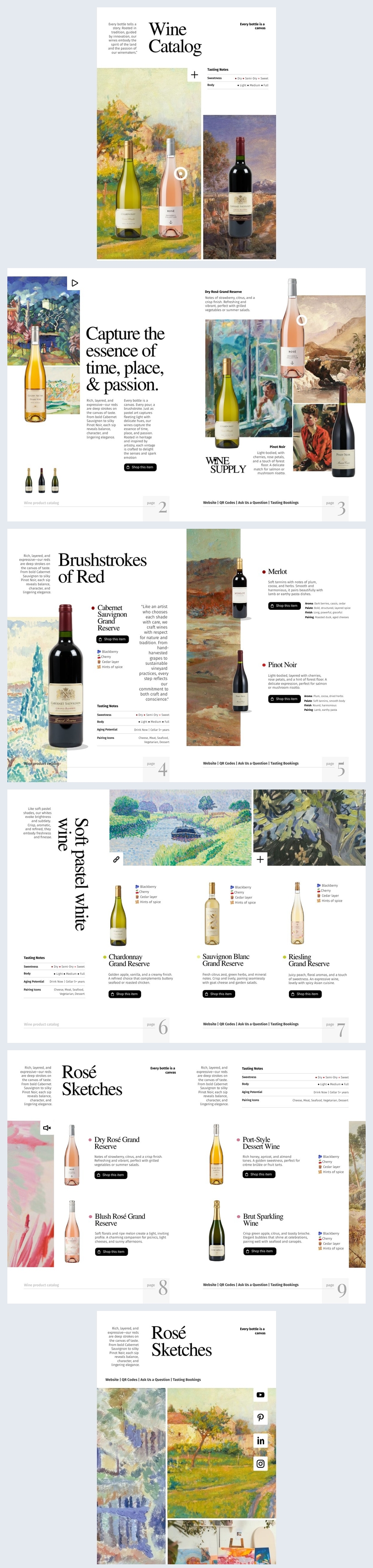 Ideia de modelo de catálogo de produtos de vinho