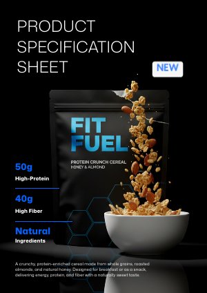 Idee für eine Vorlage für ein Datenblatt für Lebensmittelprodukte