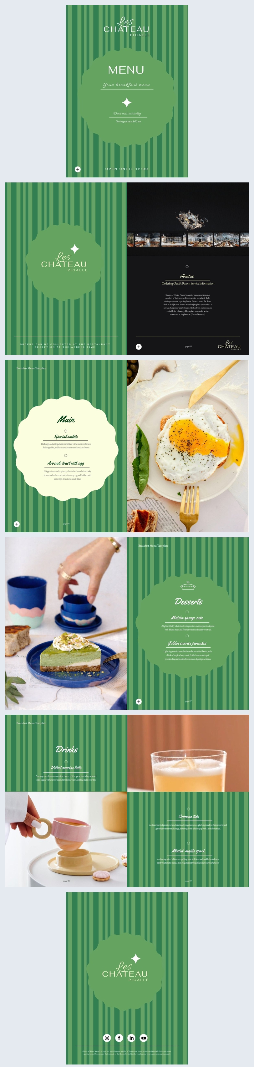 Idea de diseño de menú digital de desayuno