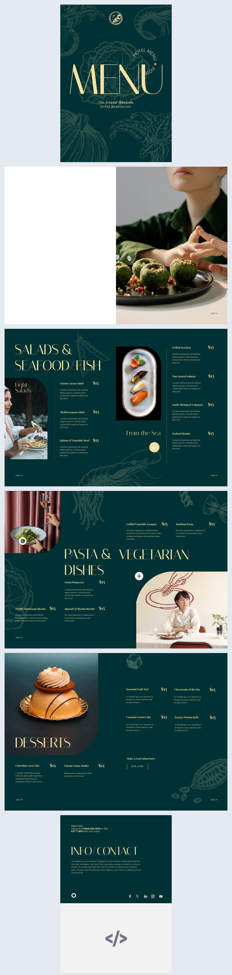 Idea de menú de cena digital