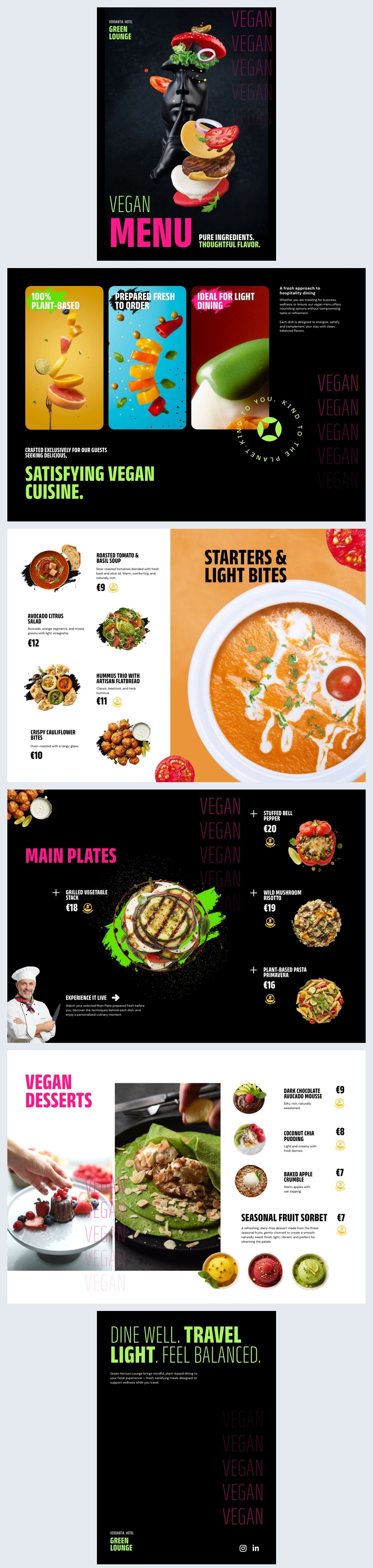 Idea de plantilla de menú vegano