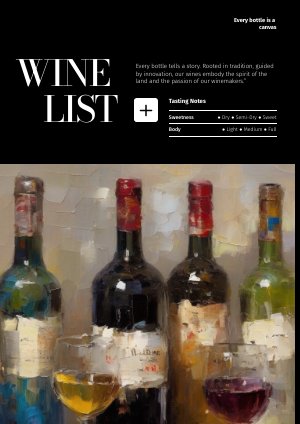 Idea per un modello di lista dei vini