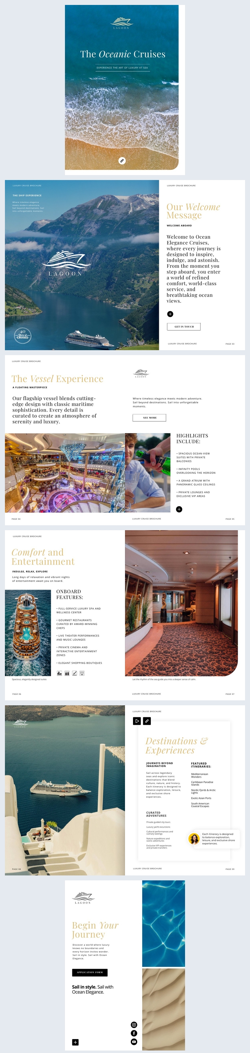 Modello di brochure per crociere di lusso