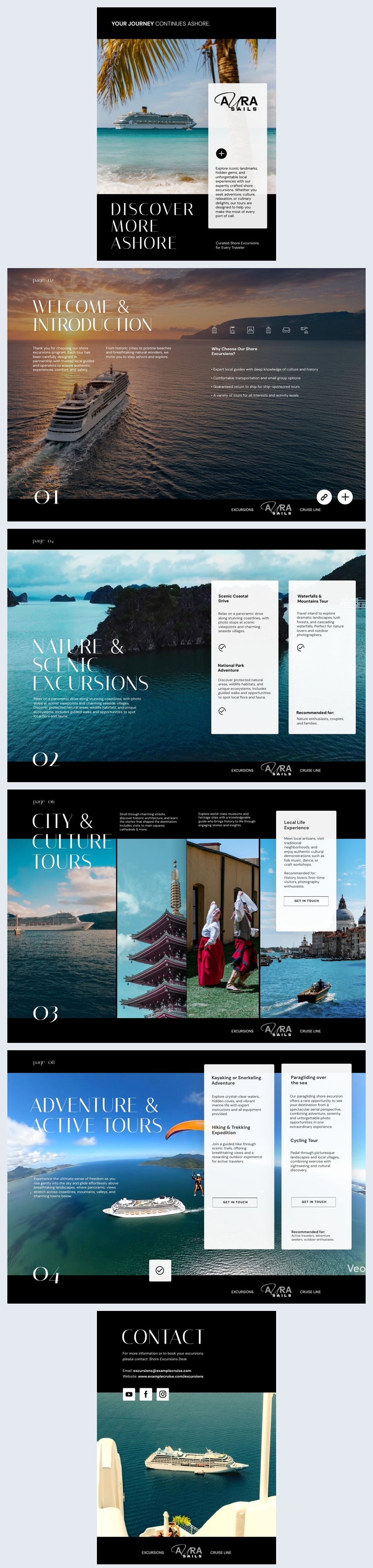 Modello di brochure per escursioni a terra