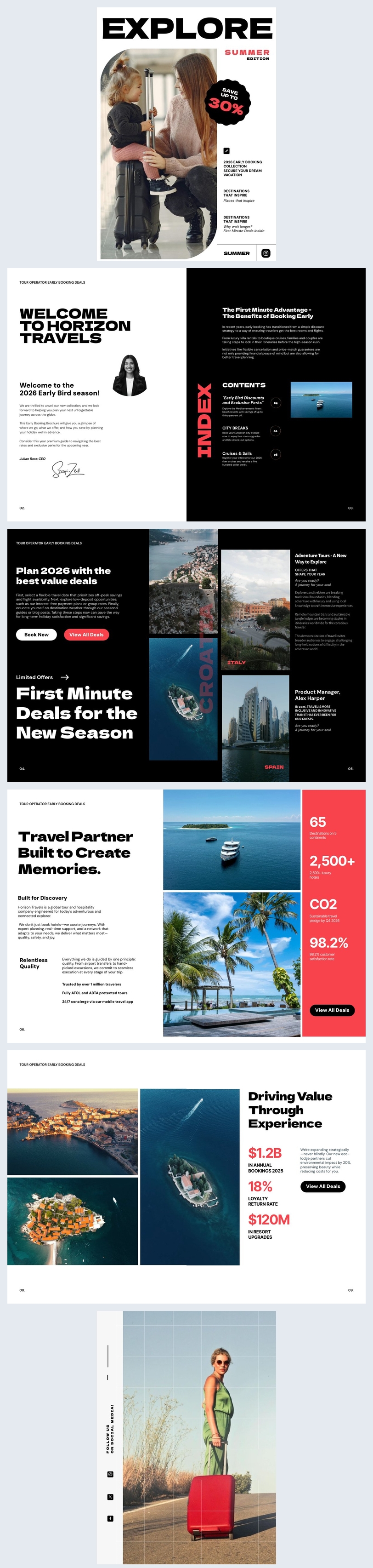 Idea per brochure di prenotazione anticipata per tour operator