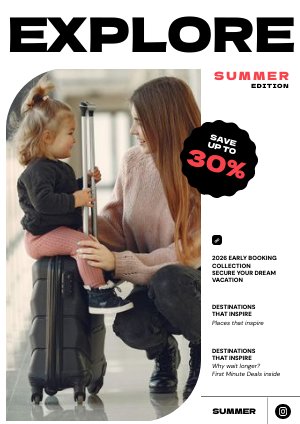 Idea per brochure di prenotazione anticipata per tour operator