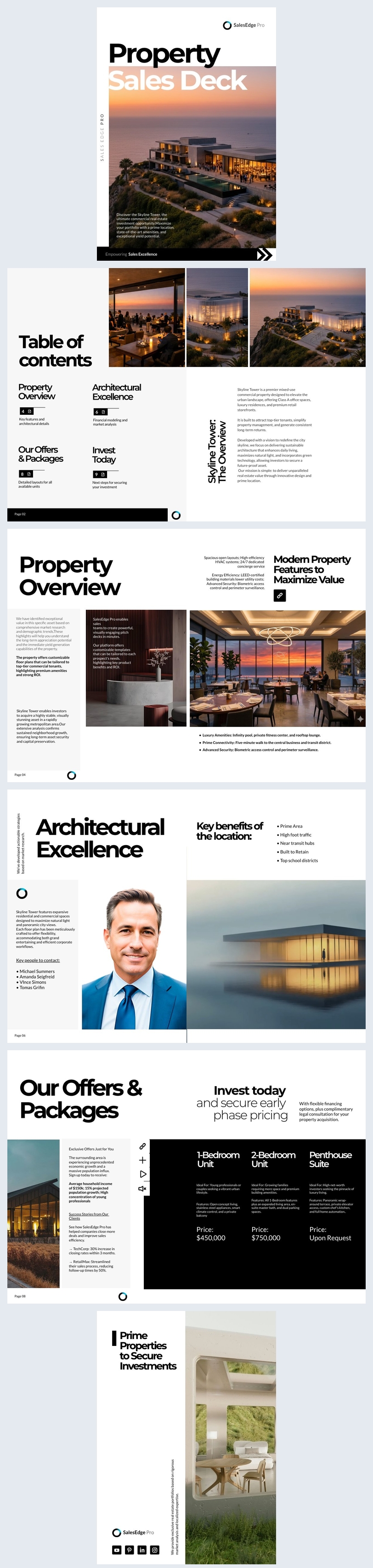 Idea de plantilla para presentación de ventas de propiedades