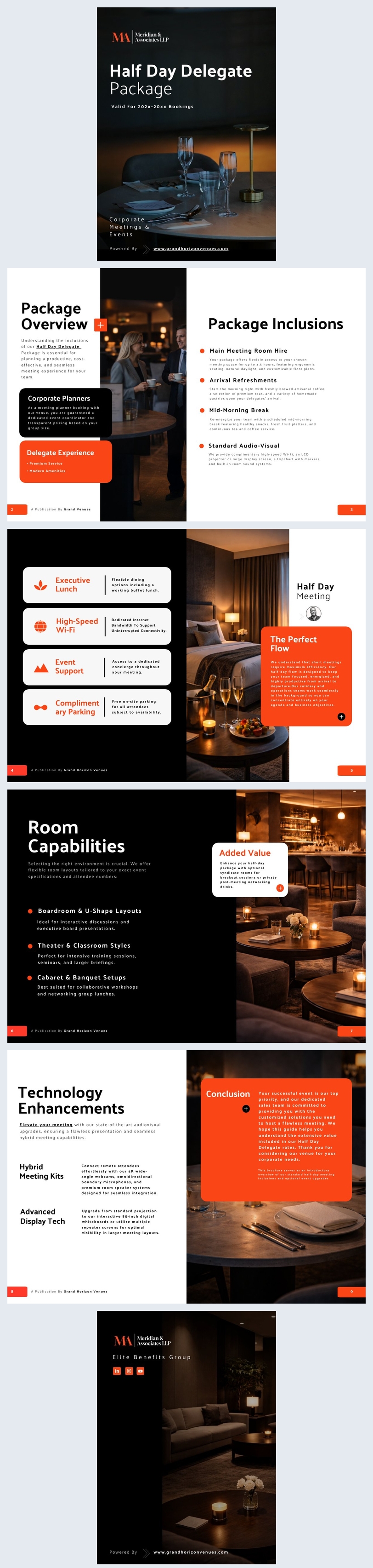 Idea per un modello di pacchetto per partecipanti di mezza giornata