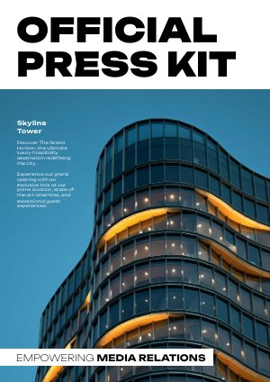 Idee voor een sjabloon voor een persmap bij de opening van een hotel