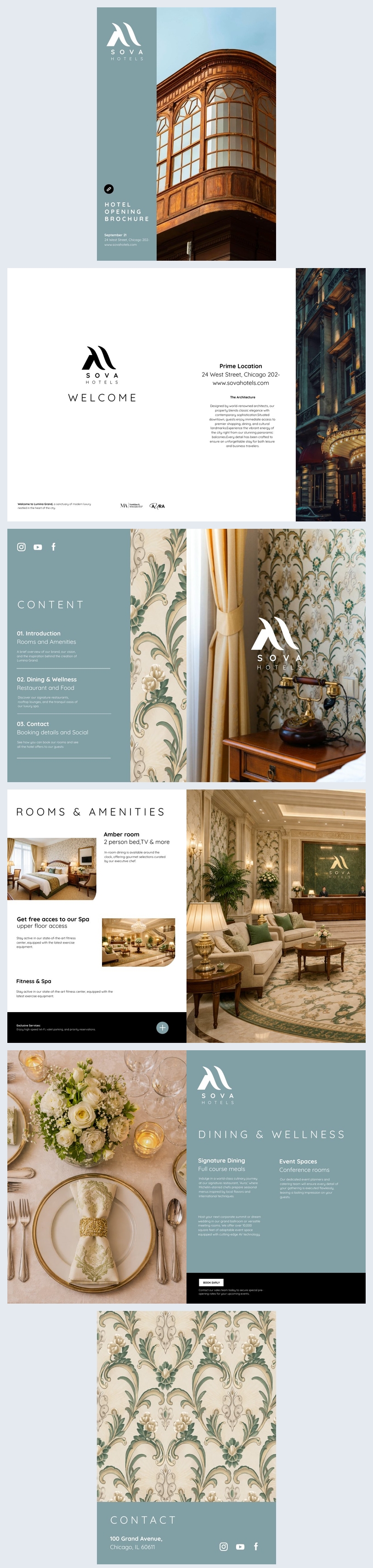 Brochure-idee voor de aankondiging van een nieuw hotel